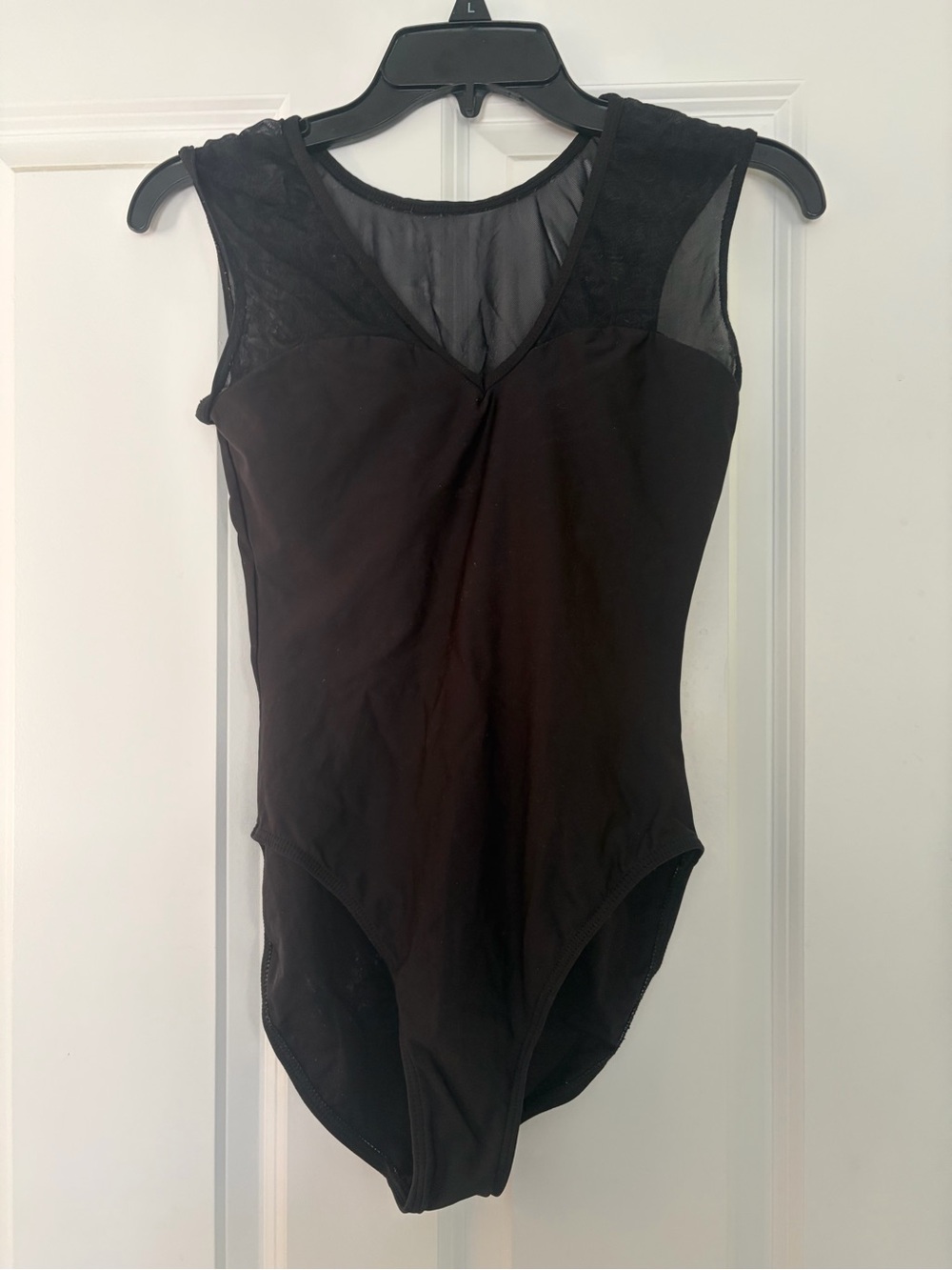 Motionwear Black Mesh-Trim Leotard